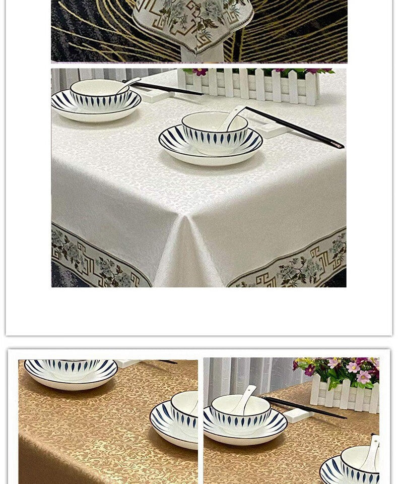Tablecloth with a Fabric Feel, 触感如布料般柔软的桌布，酒店风格，可水洗，耐热，长方形餐桌桌布，家用防油，北欧风格桌布